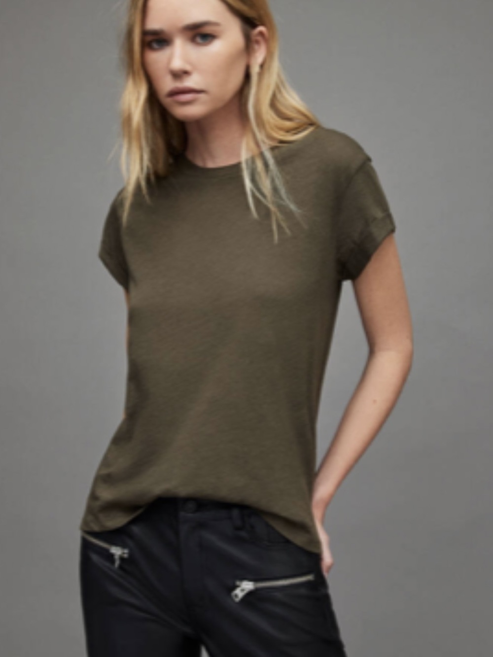 Allsaints Anna T-Shirt Olive Green, Size 0 (US)